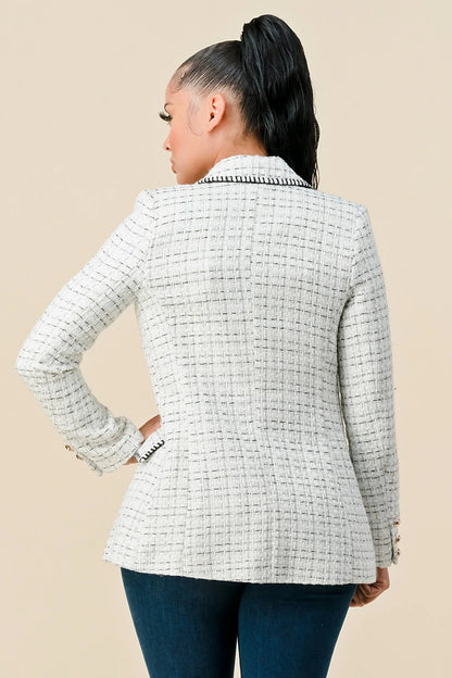 LONG SLEEVE BLAZER TWEED JACKET