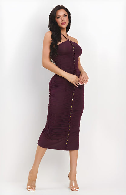 Jersey Halter Dress with Knotted Hardware Detailling At Cent