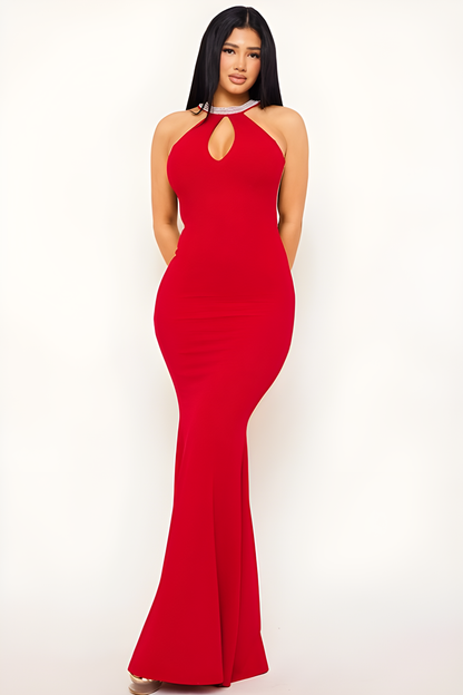 Pearl Back Halter Neck Mermaid Maxi Dress 80 Pieces Limited !