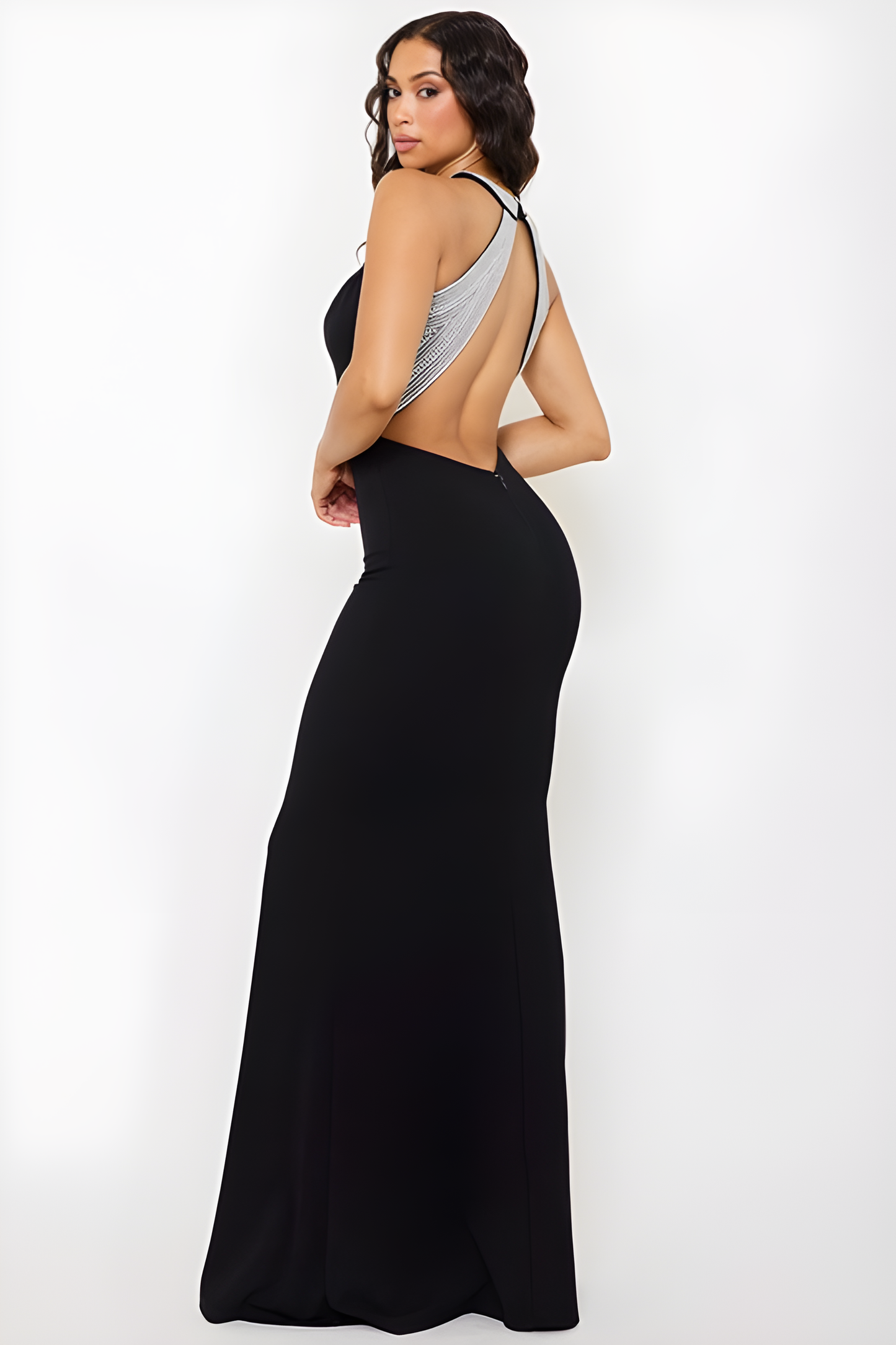 Pearl Back Halter Neck Mermaid Maxi Dress 80 Pieces Limited !