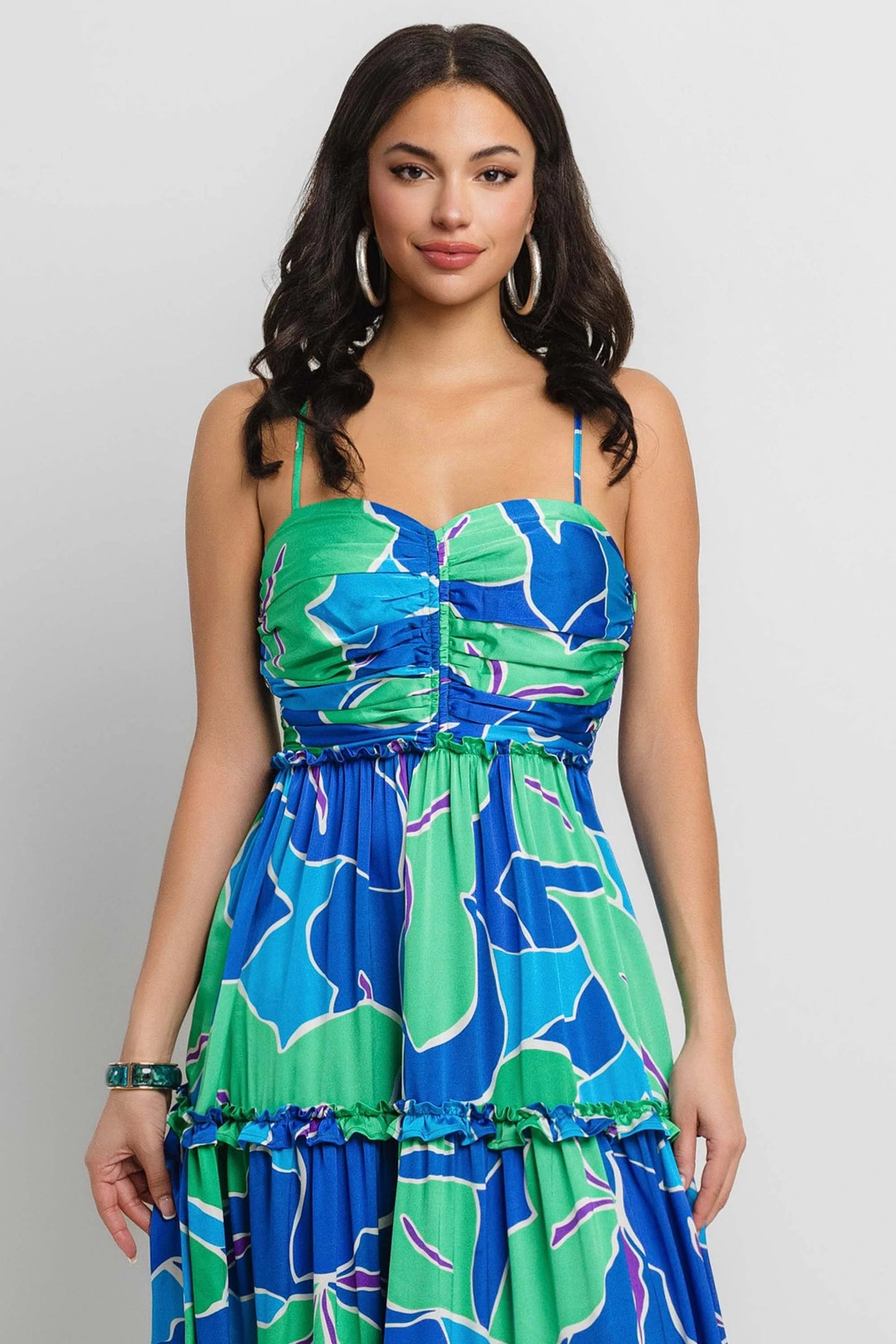 SWEETHEART NECKLINE SHOULDER STRAP RUFFLE DETAILED