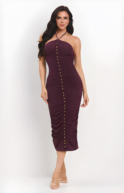 Jersey Halter Dress with Knotted Hardware Detailling At Cent